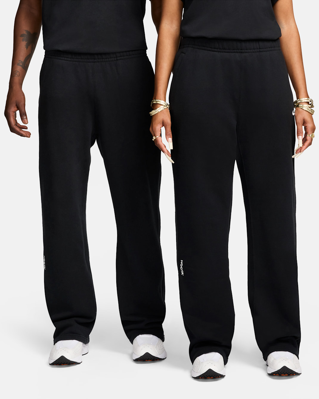 NOCTA NOCTA Fleece CS joggingbroek met open zoom - Zwart/Zwart/Wit