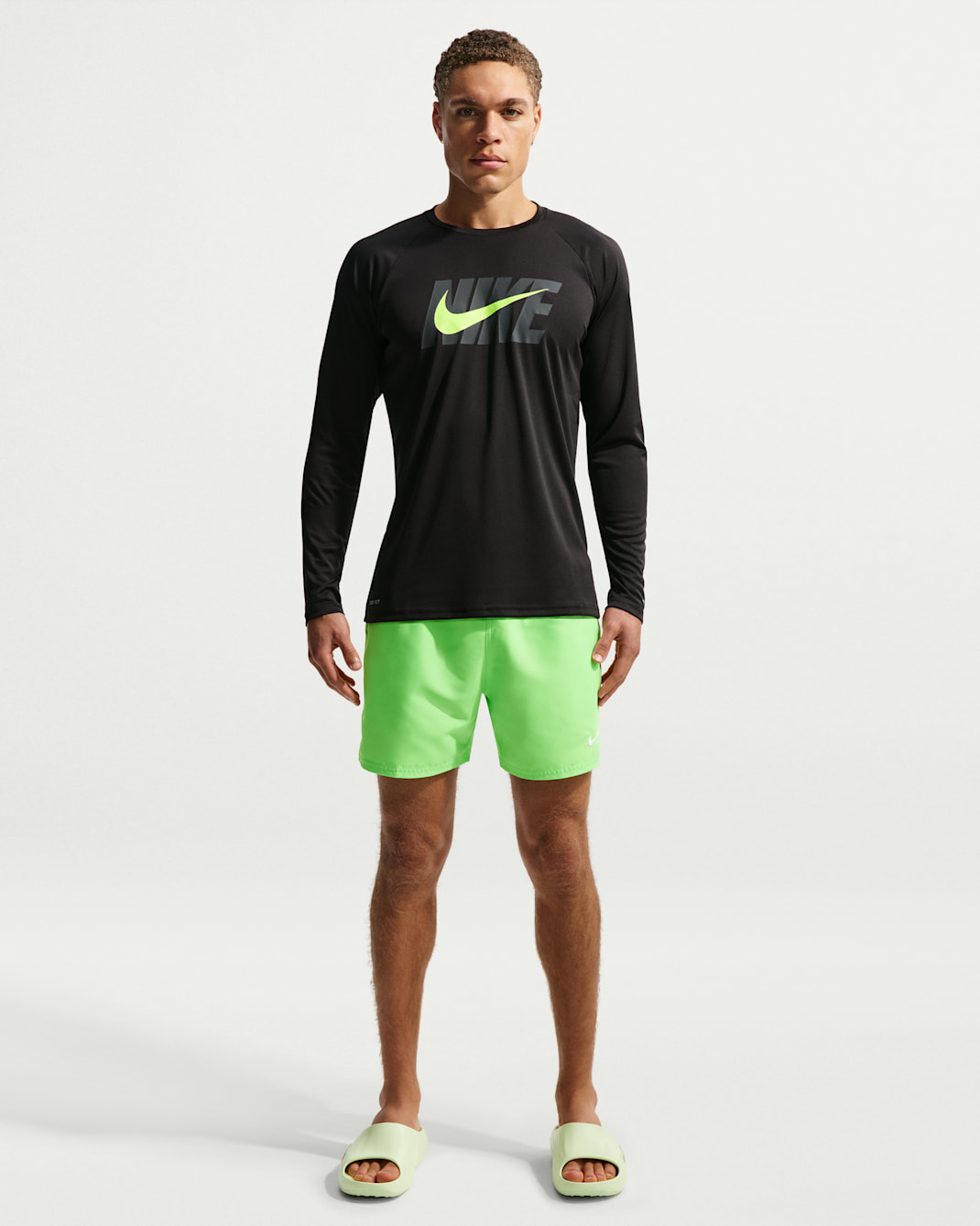Nike Swim Breaker-volleyshorts (13 cm) med indershorts til mænd - Voltage Green/Voltage Green/sort/hvid