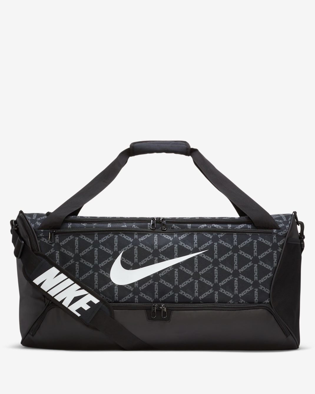 Nike Brasilia Printed Training Duffel Bag (Medium) - Black/Black/White