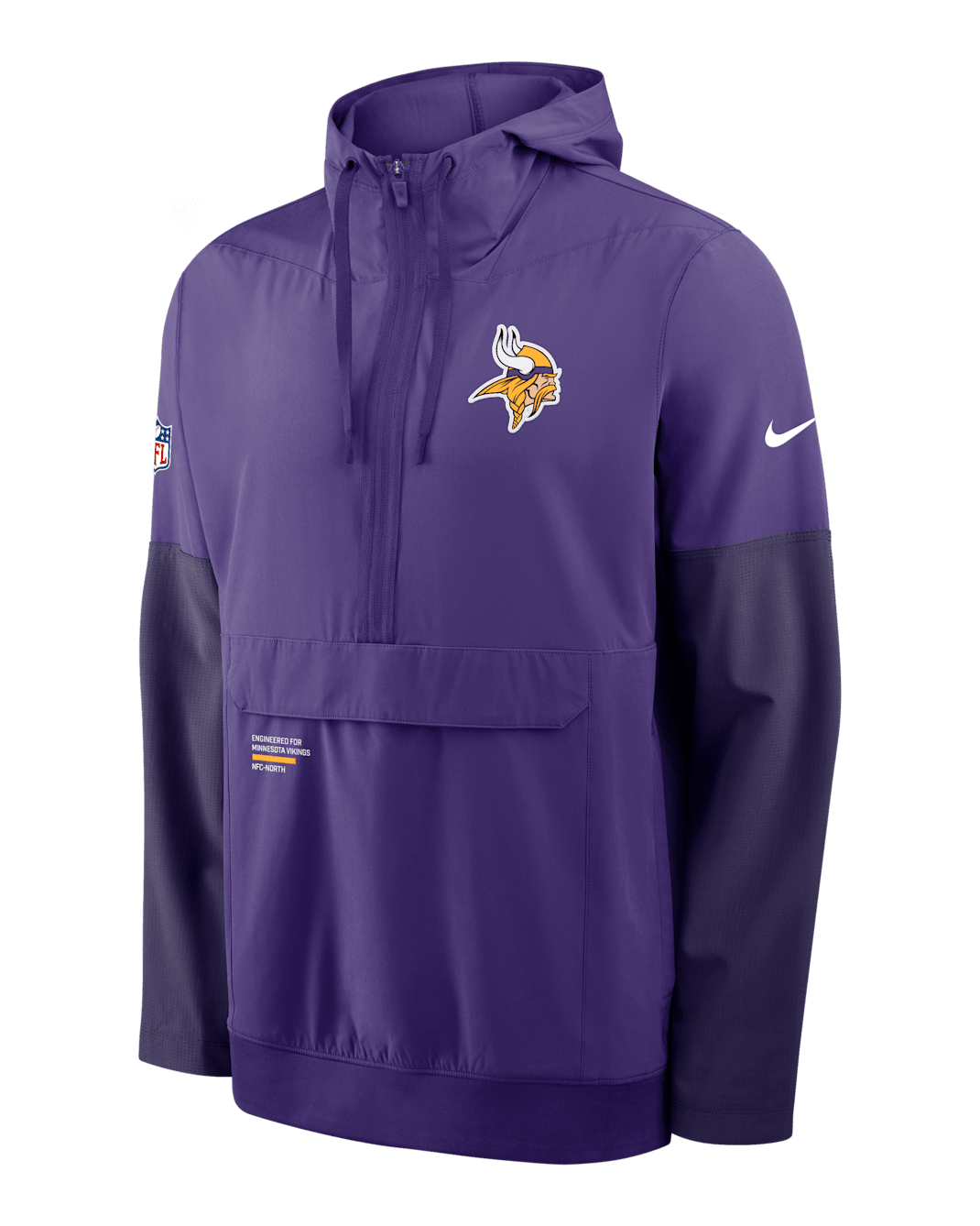 Chamarra Nike de la NFL de medio cierre con gorro para hombre Minnesota Vikings Well Rounded Anorak - Morado