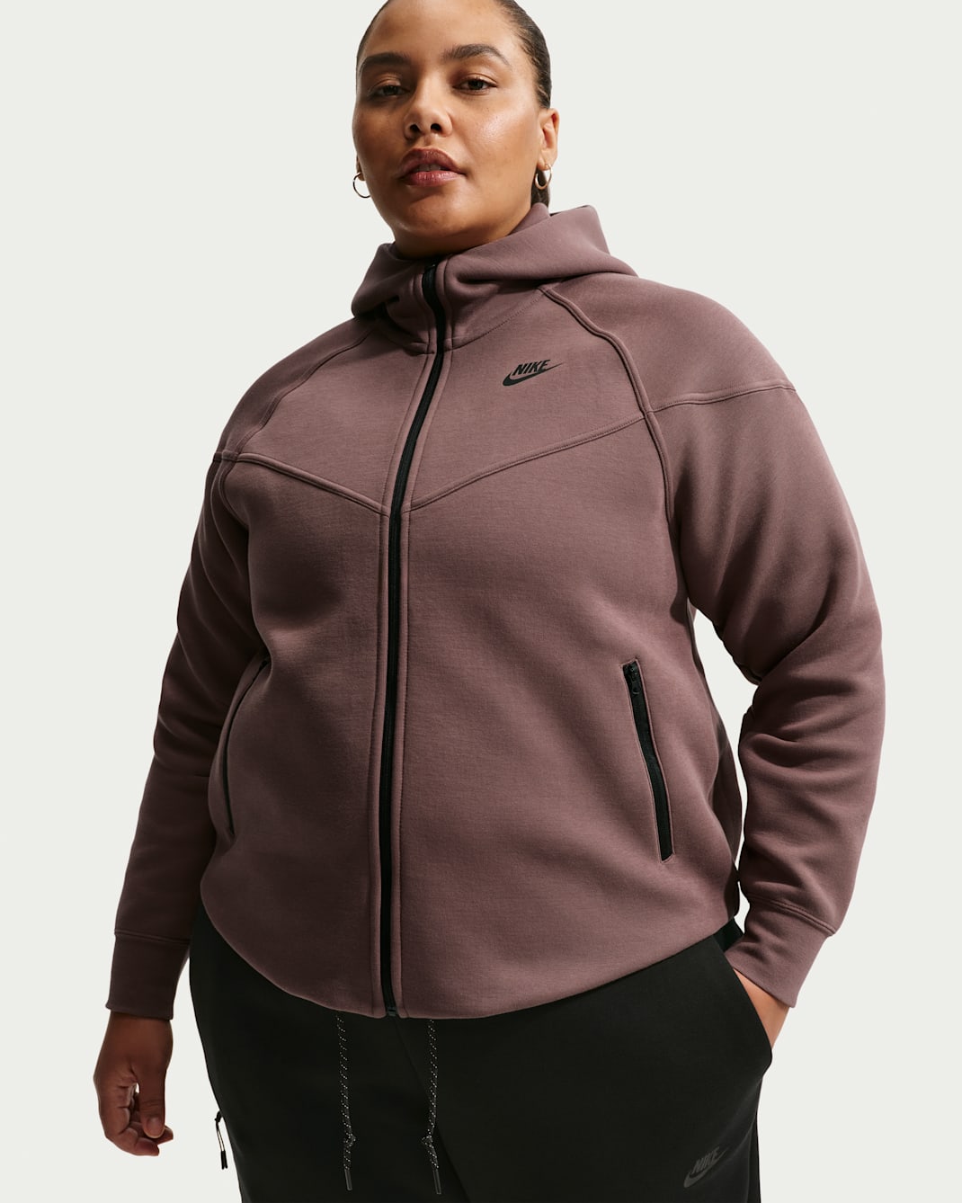 Nike Sportswear Tech Fleece Windrunner Women's Full-Zip Hoodie (Plus Size) - Tattoo/Black/Black
