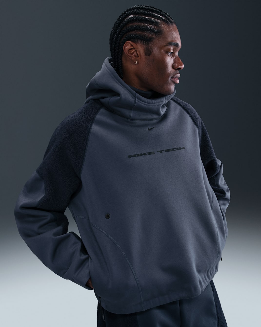 Nike Tech Boreas Men's Oversized Hoodie - Thunder Blue/Obsidian/Black