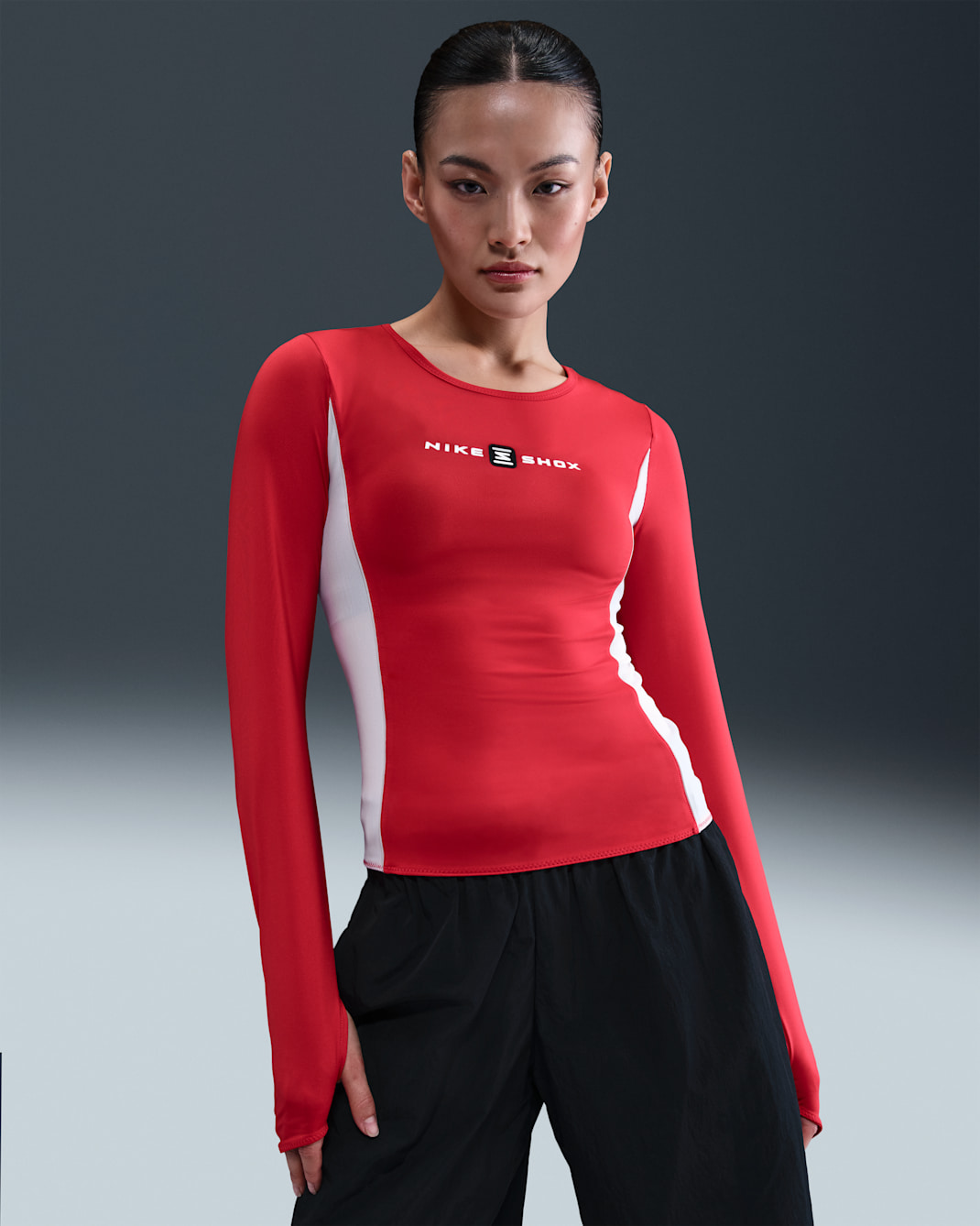 Haut à manches longues Nike Sportswear Shox pour femme - University Red/Blanc