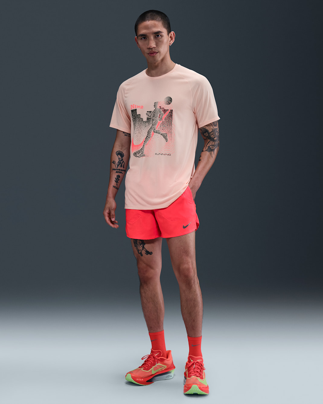 나이키 드라이 핏 스트라이드 남성 5인치 브리프 라인드 러닝 쇼츠 - 브라이트 크림슨/블랙