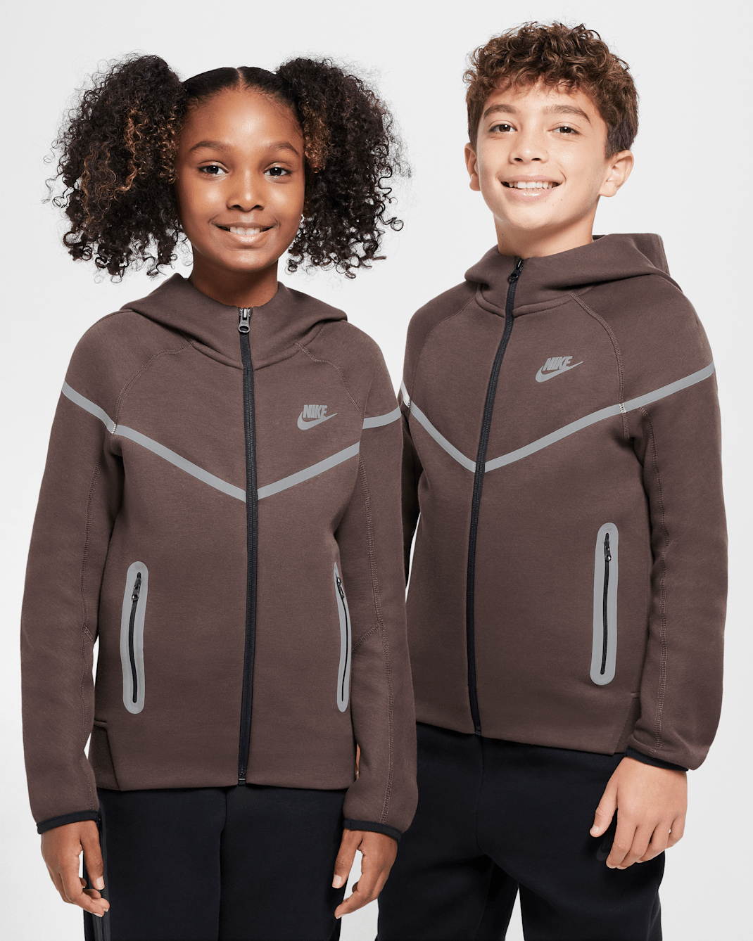 Nike Sportswear Tech Fleece Big Kids' (Boys') Reflective Full-Zip Hoodie - Baroque Brown