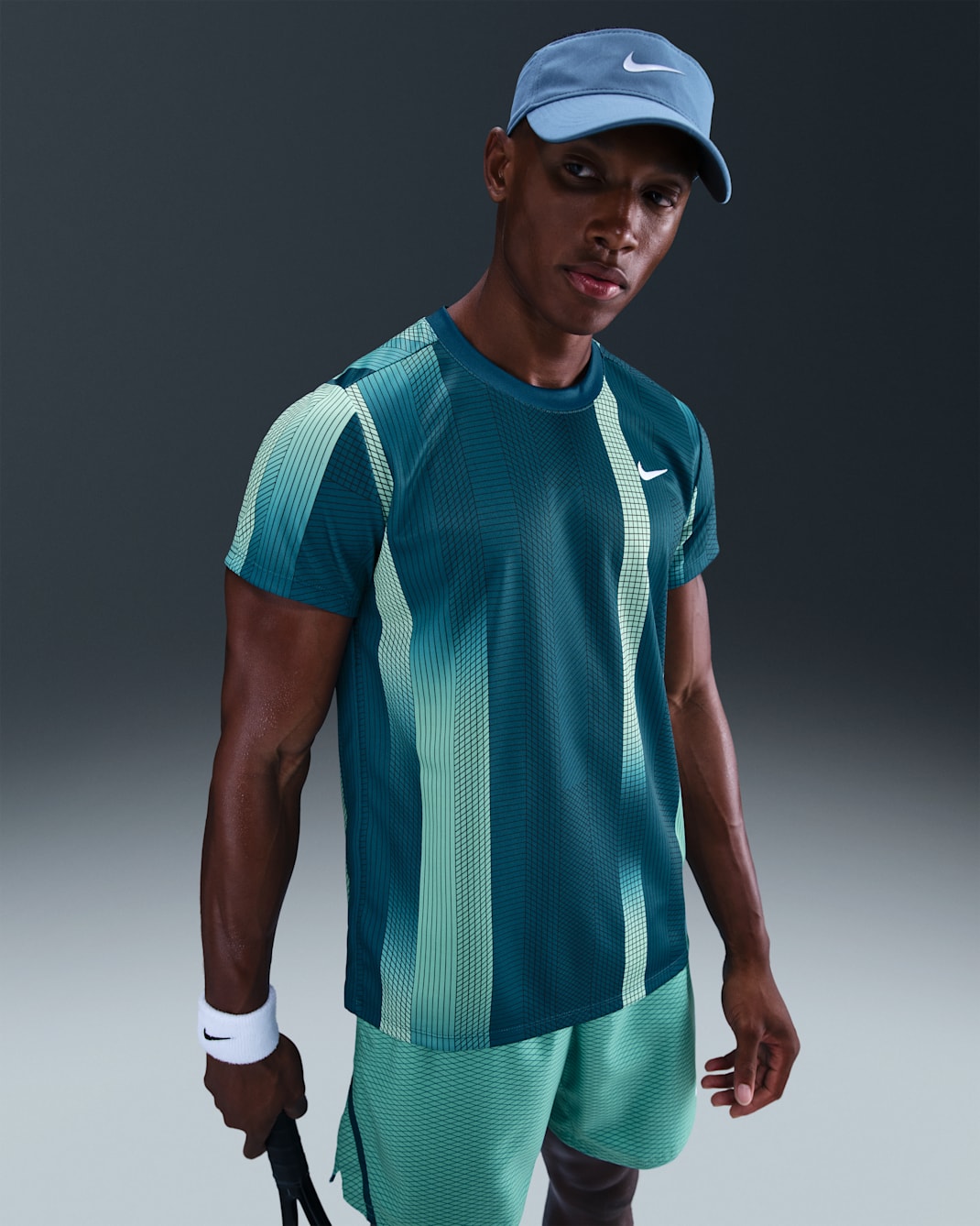 Mönstrad tenniströja NikeCourt Victory Dri-FIT för män - Blue Force/Vit
