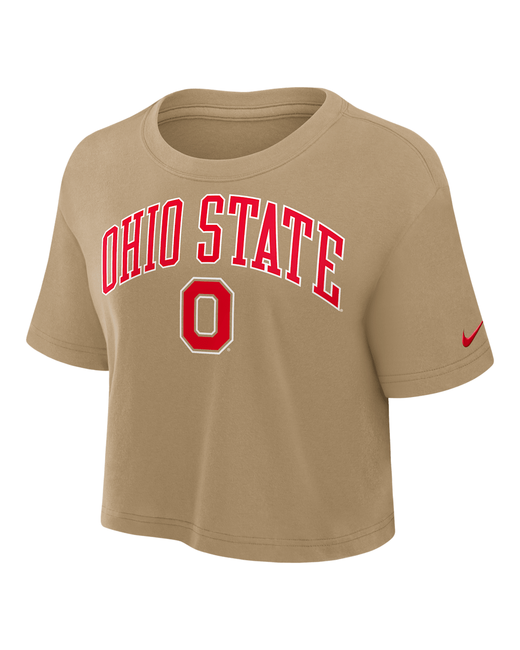 Ohio State Athletic Prep Arch Women's Nike Dri-FIT College Cropped T-Shirt - Parachute Beige