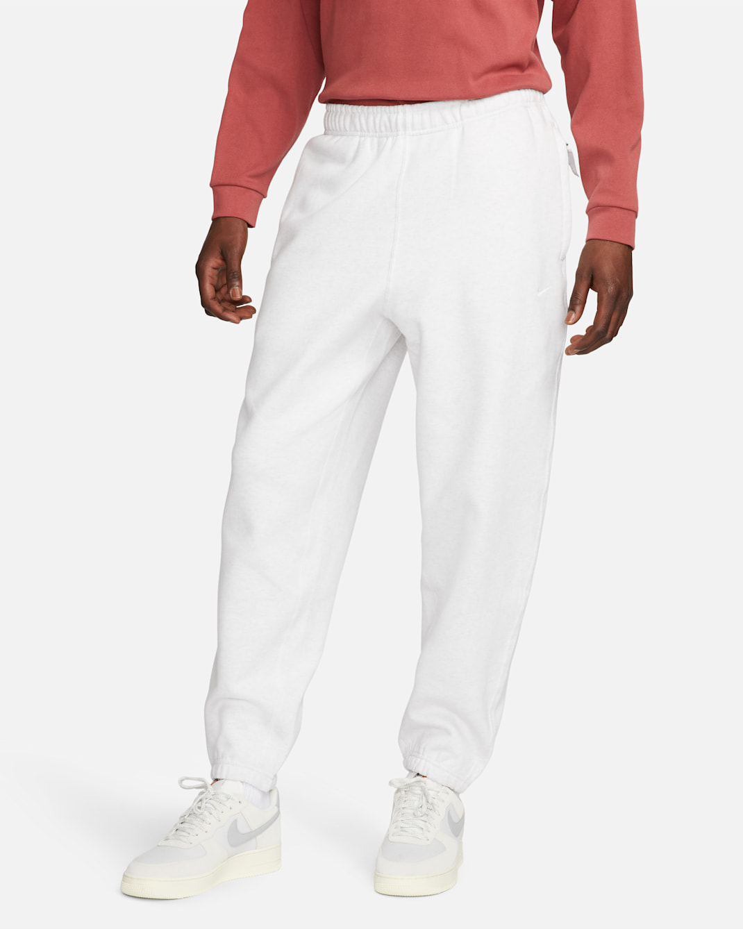 Nike Solo Swoosh Men's Fleece Pants - Birch Heather/White