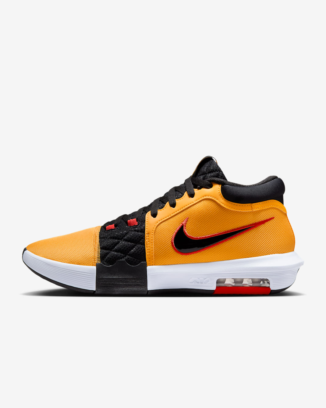 Tenis de básquetbol LeBron Witness VIII - Oro universitario/Carmesí claro/Blanco/Negro