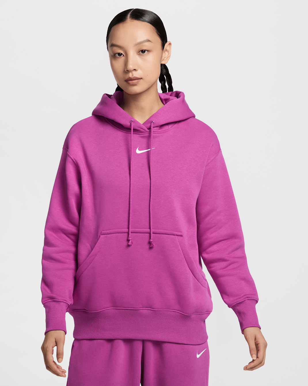 เสื้อมีฮู้ดแบบสวมขนาดโอเวอร์ไซส์ผู้หญิง Nike Sportswear Phoenix Fleece - Hot Fuchsia/Sail