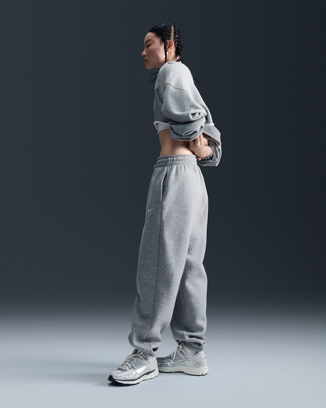 Nike Sportswear Phoenix Fleece Women's High-Waisted Oversized Sweatpants - Dark Grey Heather/Sail
