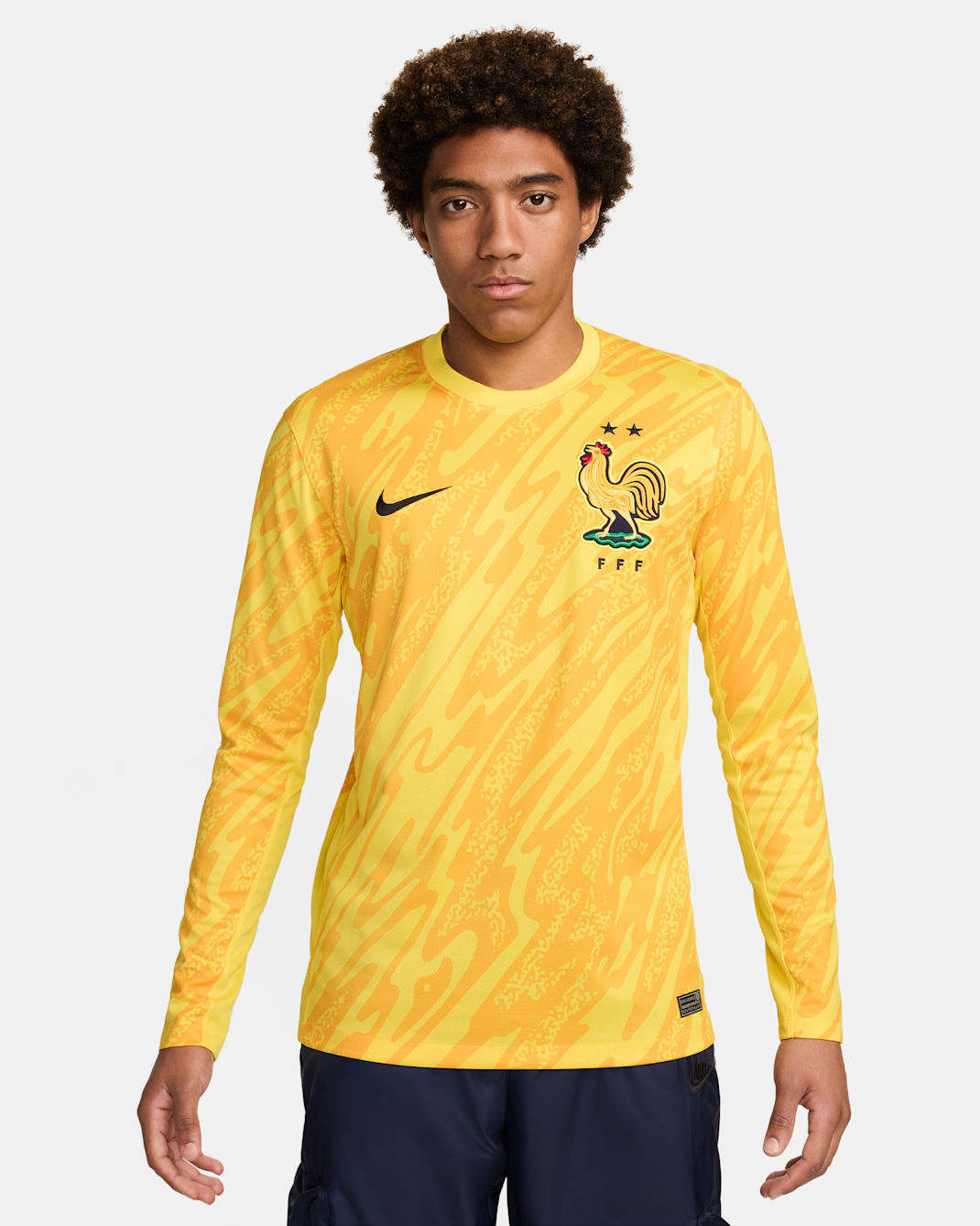 FFF (Men's Team) 2024/25 Stadium Goalkeeper Men's Nike Dri-FIT Soccer Replica Jersey - Tour Yellow/University Gold/Black