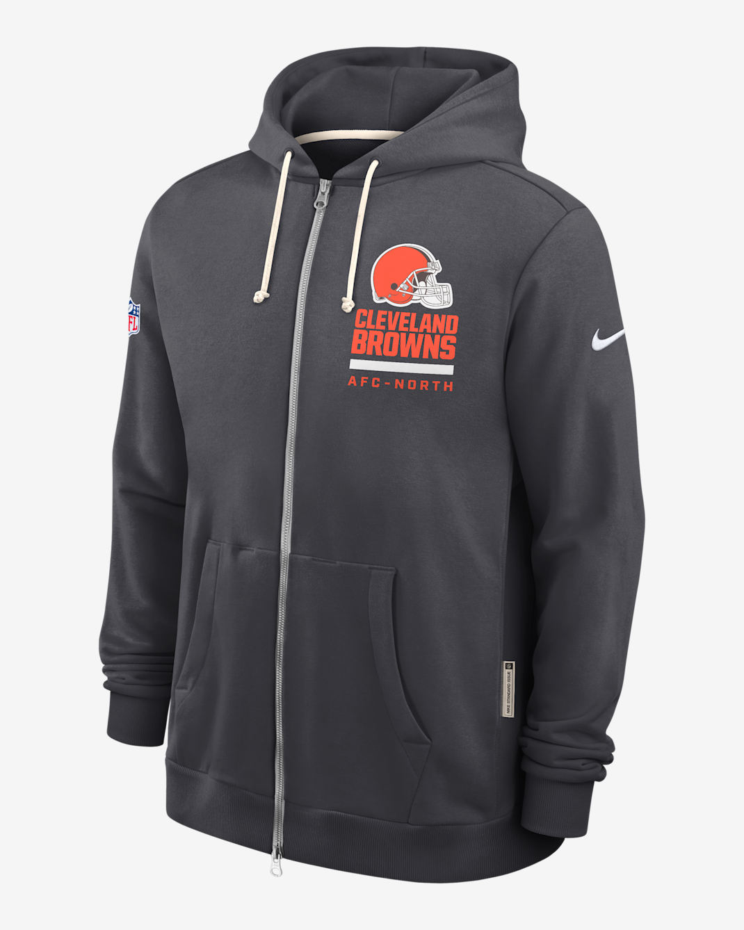 Sudadera con gorro Nike Dri-FIT de la NFL de cierre completo para hombre Cleveland Browns Utility Player Sideline - Antracita