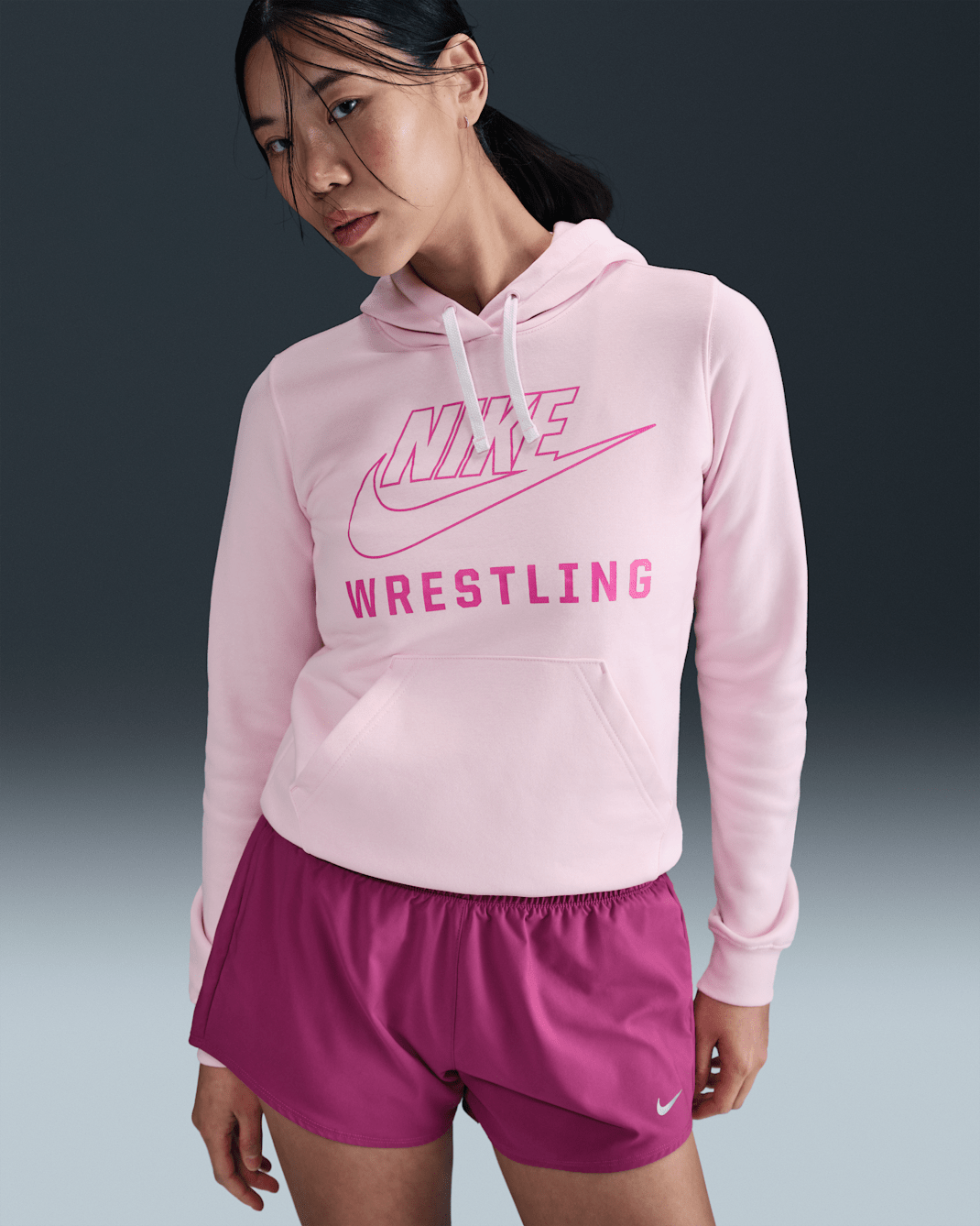 Sudadera con gorro sin cierre de lucha para mujer Nike - Espuma rosa