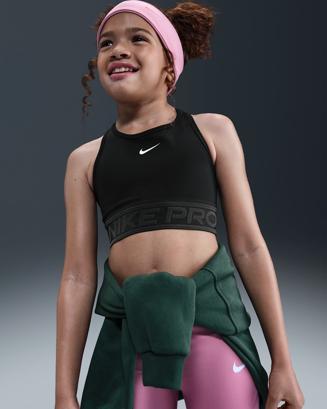 Nike Pro Swoosh Big Kids' (Girls') Sports Bra - Black/White
