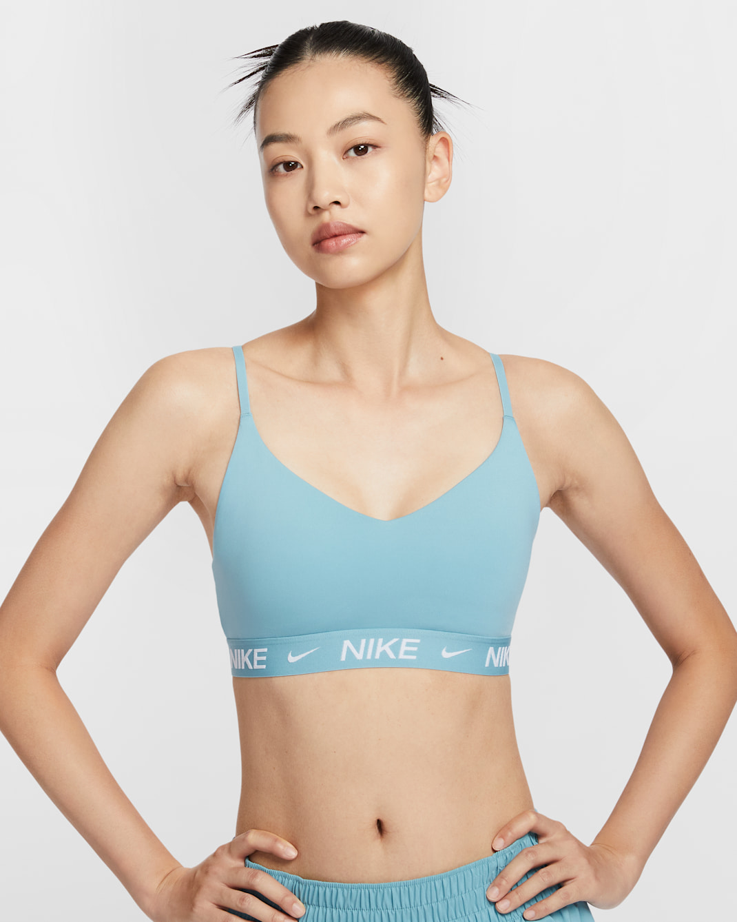 Nike Indy Light-Support Women's Padded Adjustable Sports Bra - Denim Turquoise