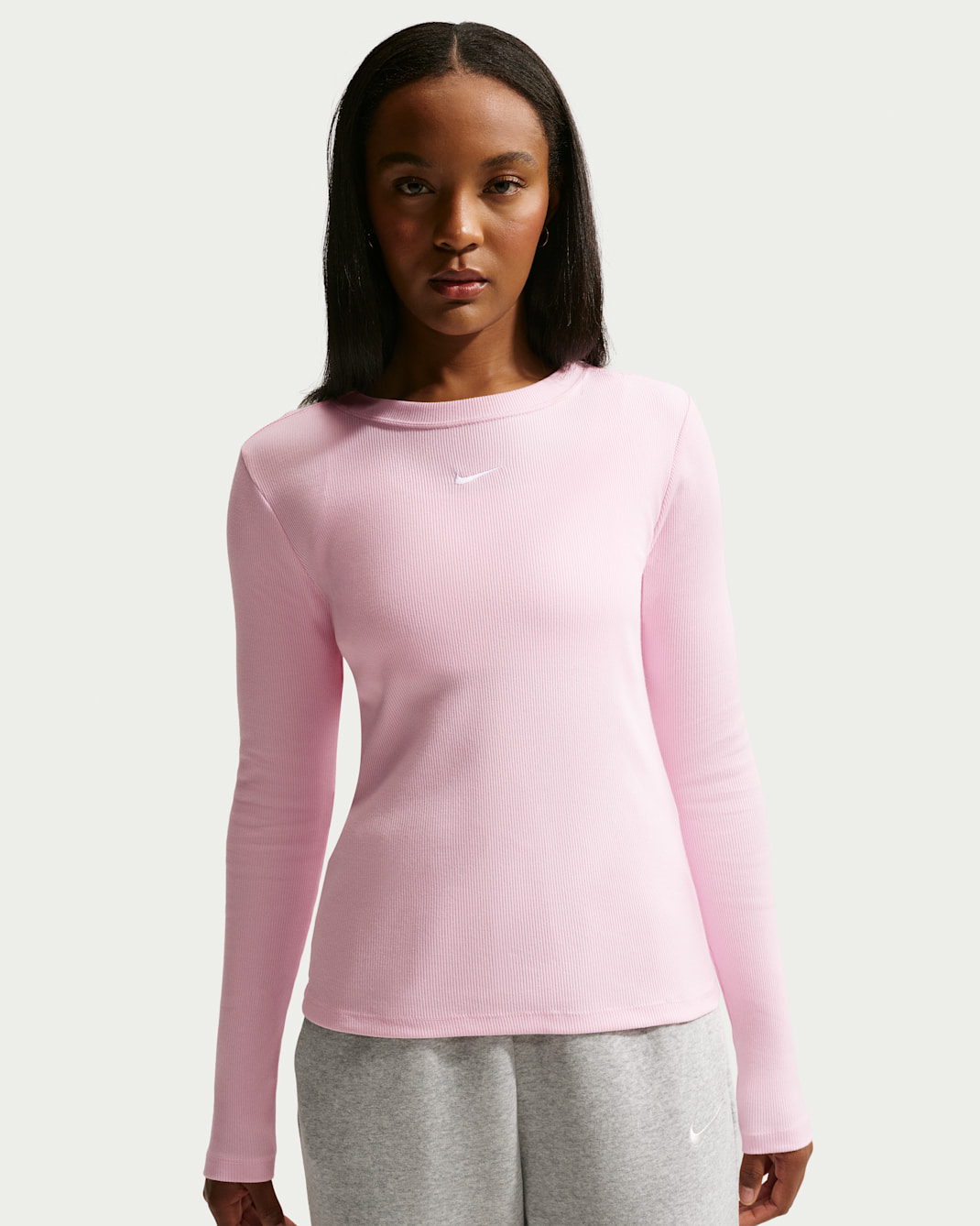 Nike Sportswear Women's Tight Long-Sleeve Ribbed T-Shirt - Pink Foam