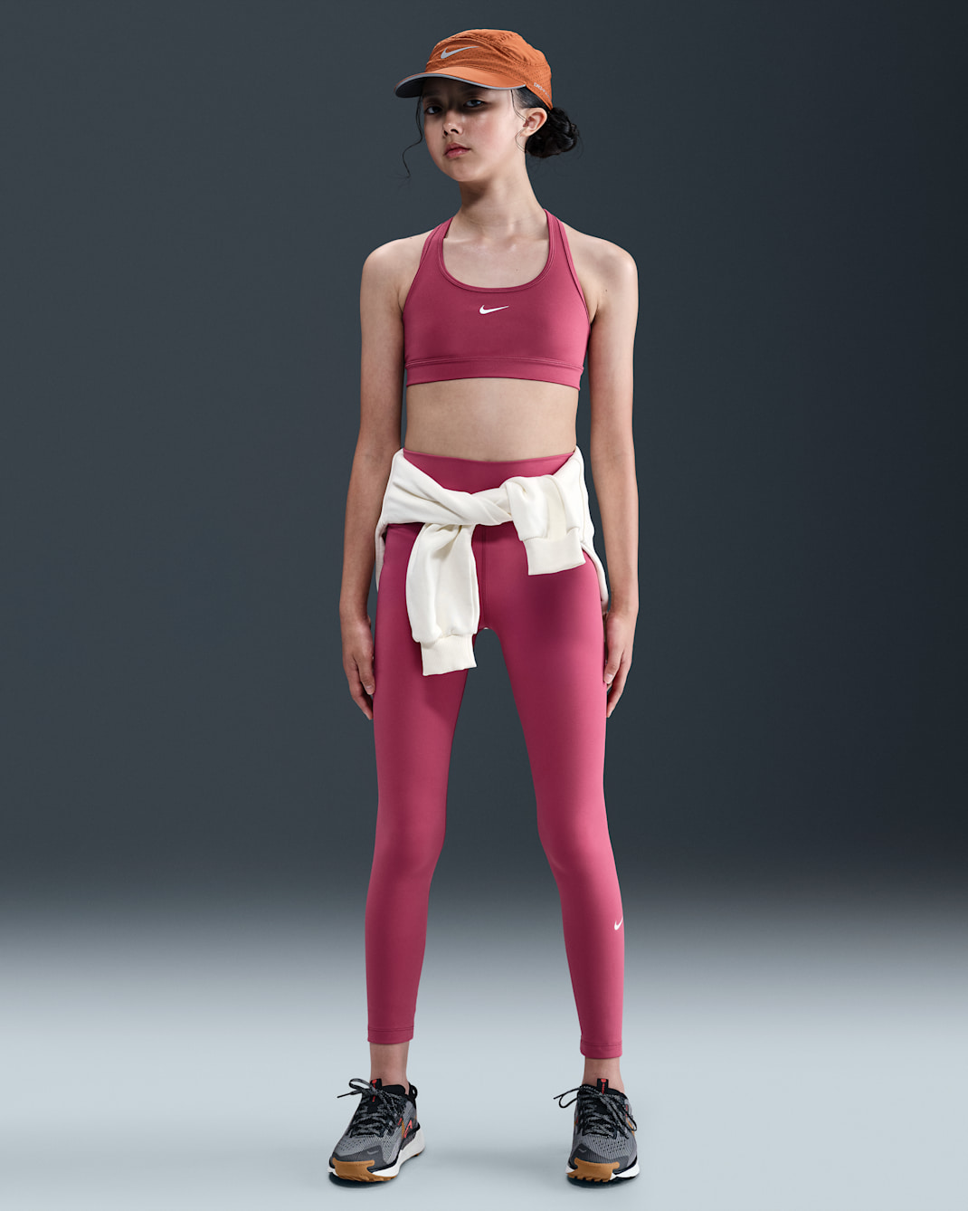 Nike One Dri-FIT-Leggings mit hohem Taillenbund für ältere Kinder (Mädchen) - Sweet Beet/Weiß