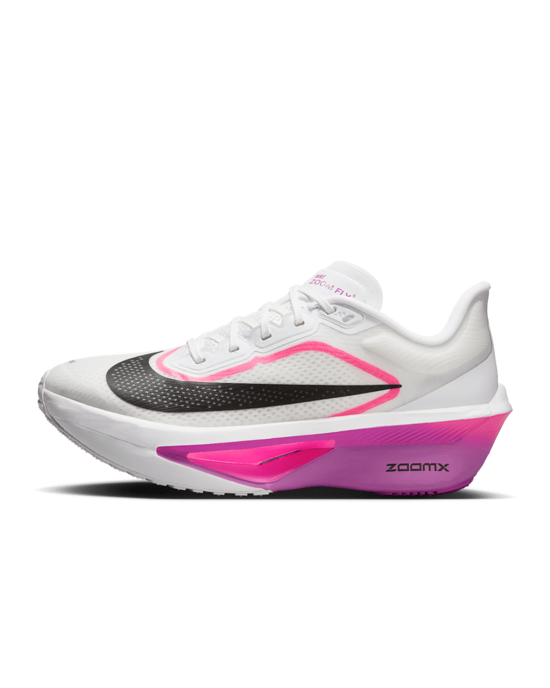 Nike Zoom Fly 6 Women's Road Racing Shoes - White/Vivid Grape/Hyper Pink/Black