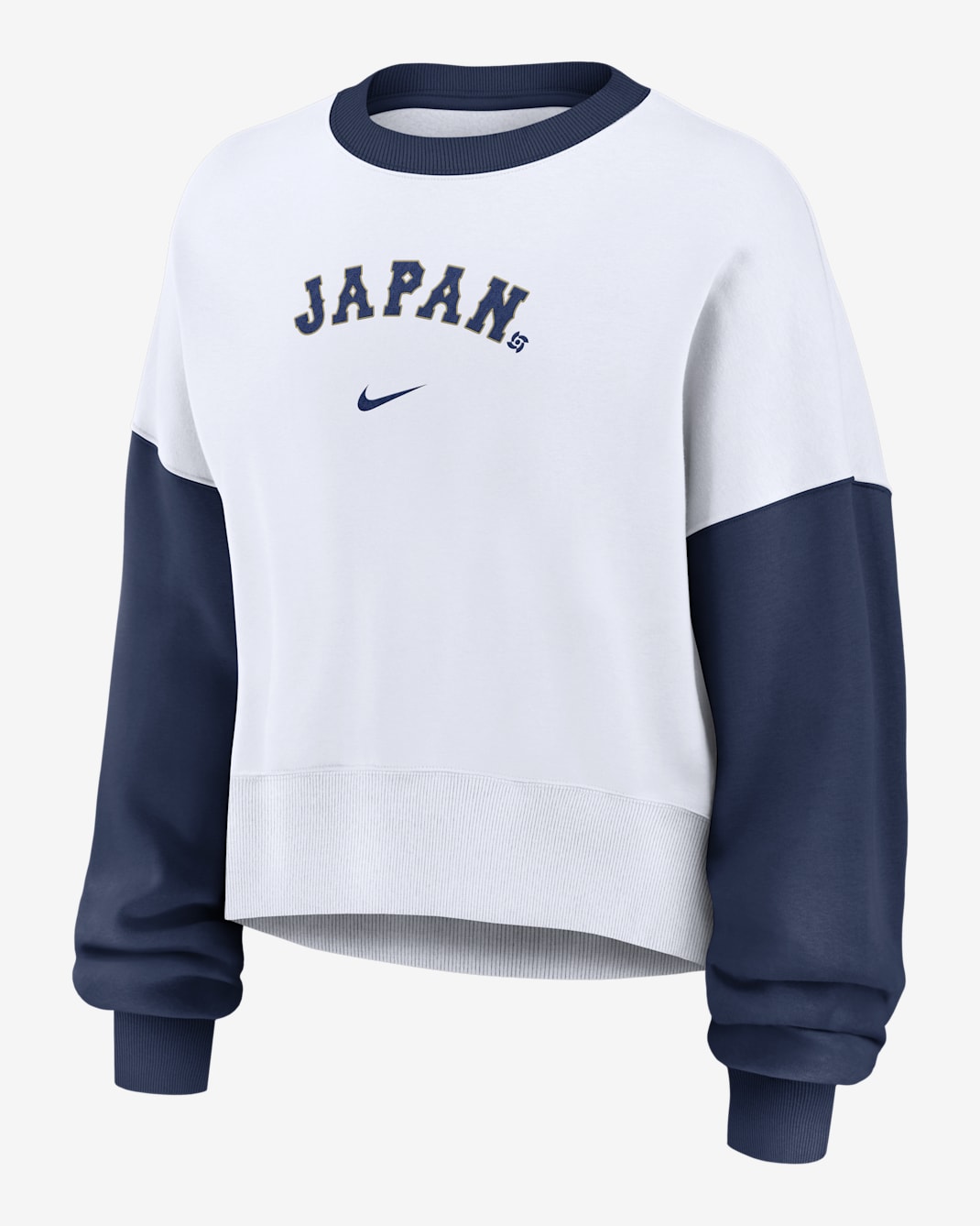 Sudadera de cuello redondo sin cierre Nike para mujer Japan National Baseball Team 2026 World Baseball Classic - Blanco/Azul marino