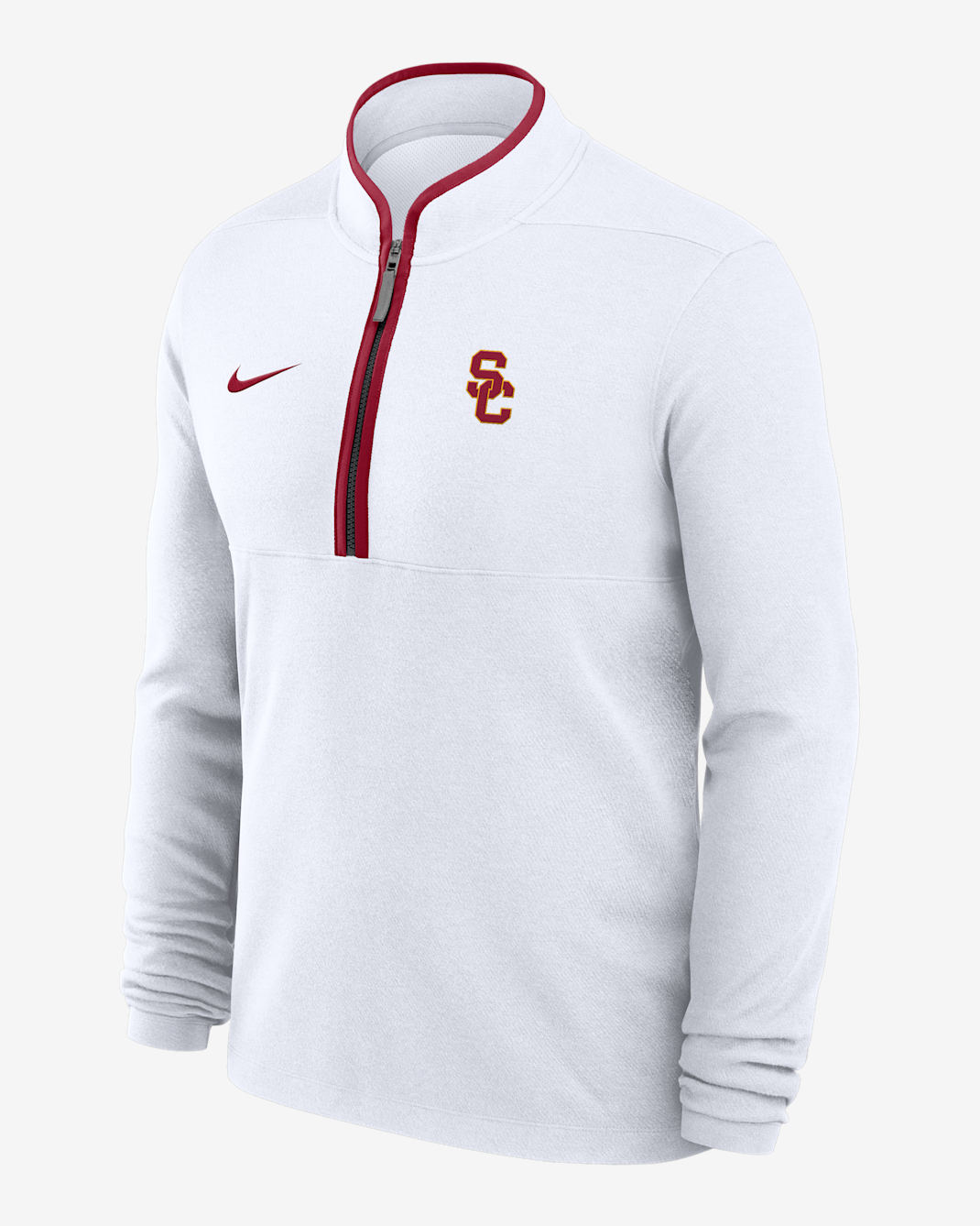 Playera de manga larga universitaria Nike Dri-FIT de medio cierre para hombre USC Victory - Blanco
