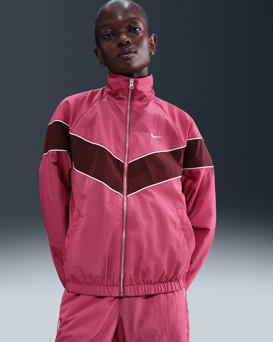 Nike Windrunner Women's Loose UV Woven Full-Zip Jacket - Sweet Beet/Sail/Burgundy Crush/Sail