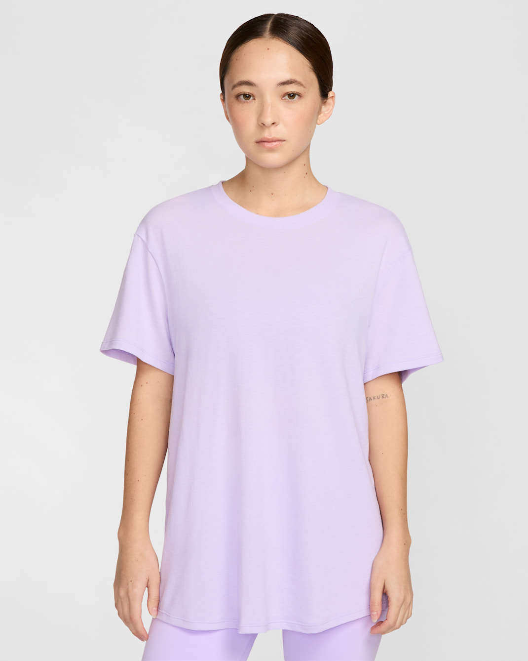 Nike One Relaxed Women's Dri-FIT Short-Sleeve Top - Lilac Bloom/Black