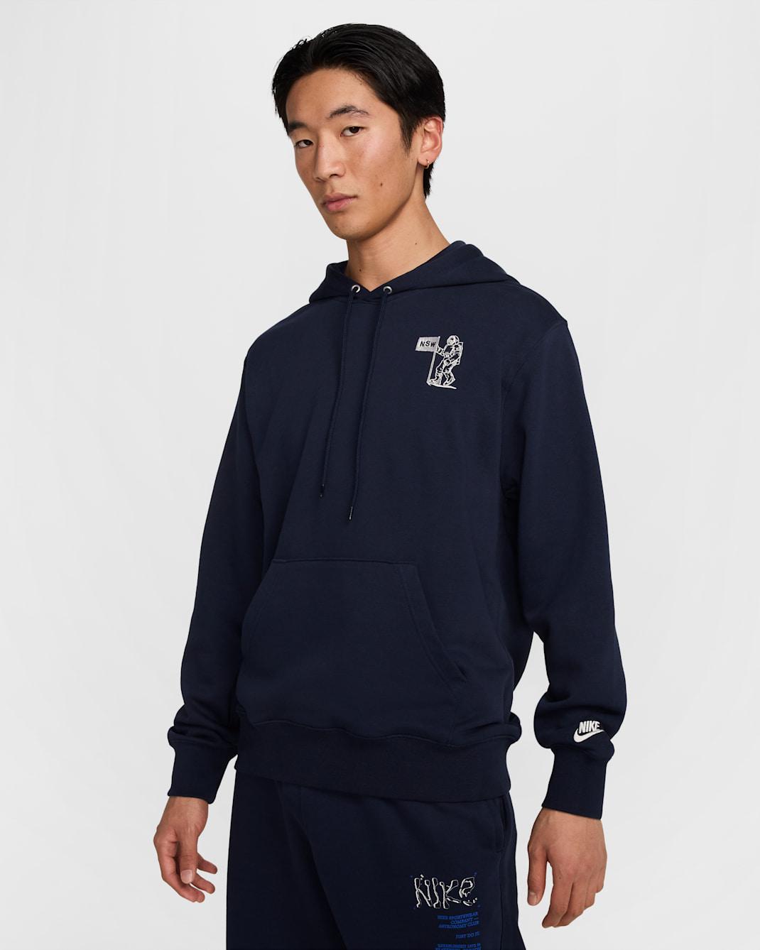 Nike Club Men's French Terry Hoodie - Obsidian/Photon Dust