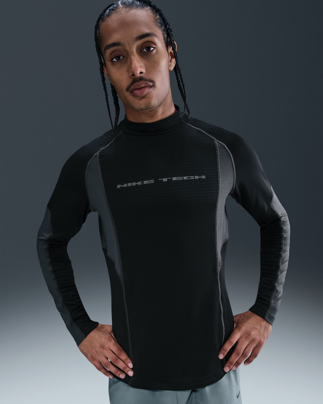 Playera de ropa interior deportiva de manga larga para hombre Nike Tech - Negro/Antracita/Antracita/Negro