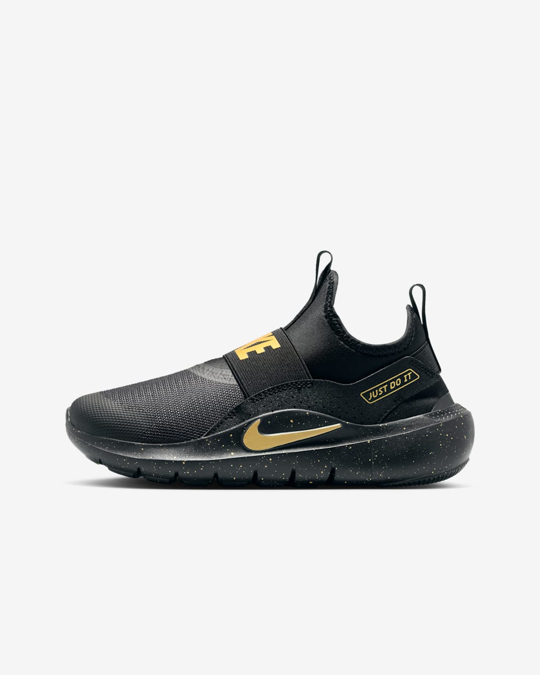 Tenis de correr para niños grandes Nike Flex Runner 4 - Negro/Negro/Oro metalizado