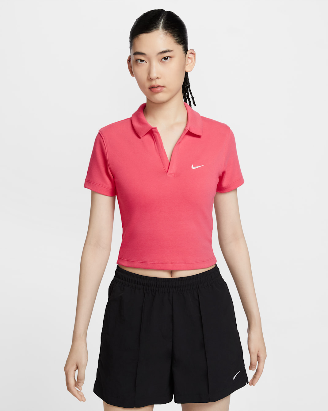 Nike Sportswear Essential Women's Short-Sleeve Polo Top - Aster Pink/Sail