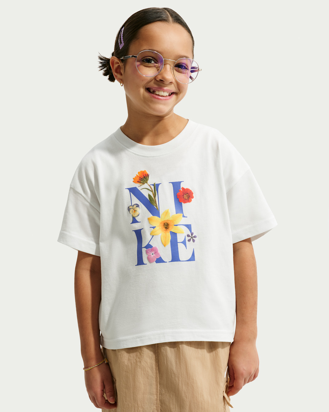 Nike Sportswear Big Kids' Boxy T-Shirt - Summit White/Sapphire