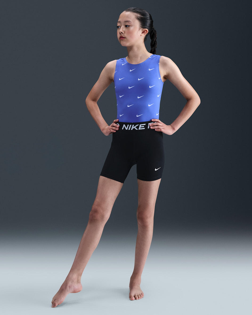 Nike Gymnastics Nike Repeat Swoosh Leotard - Periwinkle