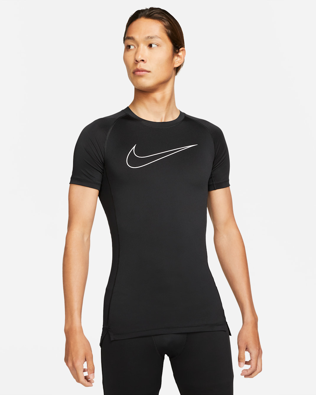 Nike Pro Dri-FIT Men's Tight-Fit Short-Sleeve Top - Black/White