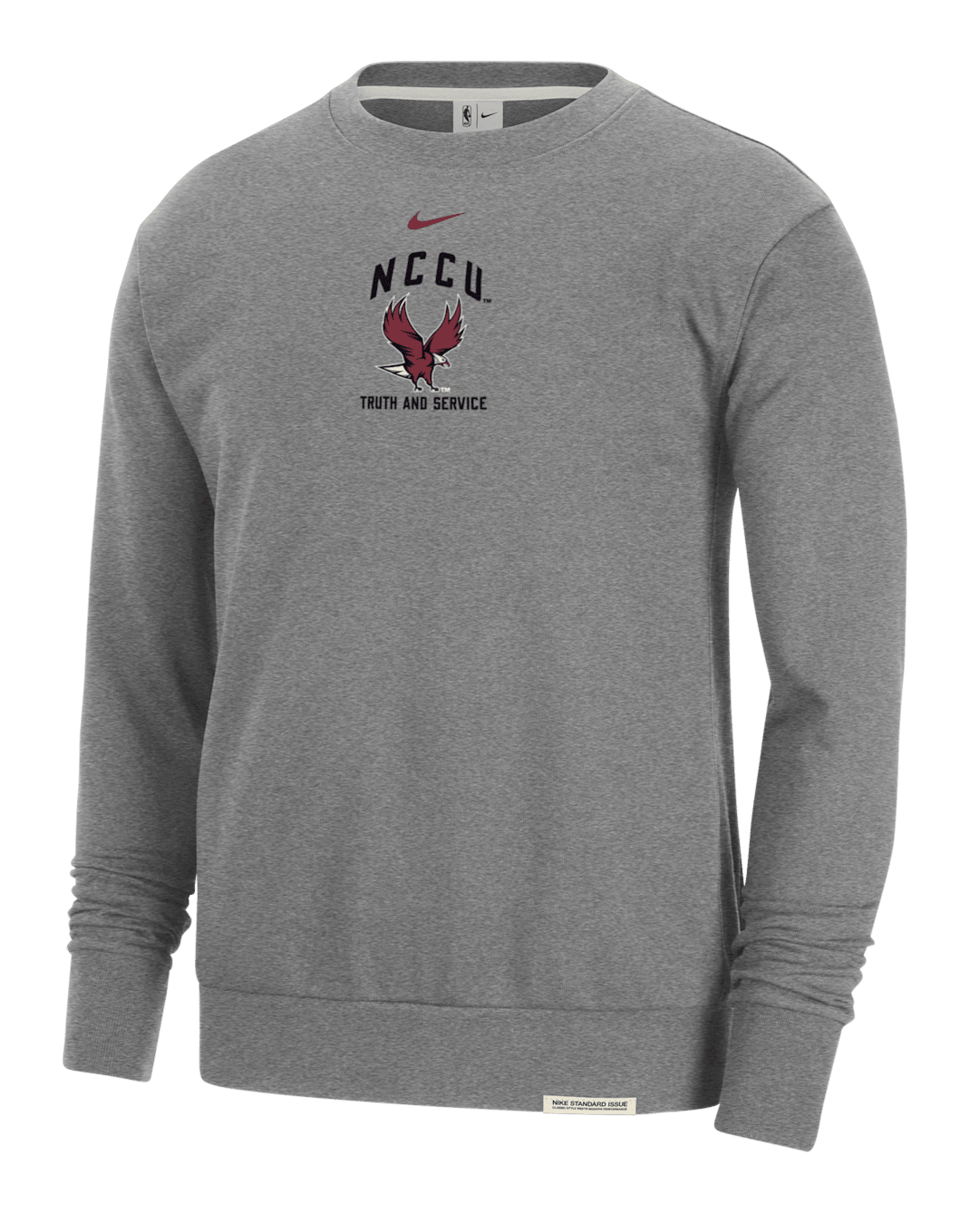 North Carolina Central Standard Issue Men's Nike College Fleece Crew-Neck Sweatshirt - Dark Grey Heather