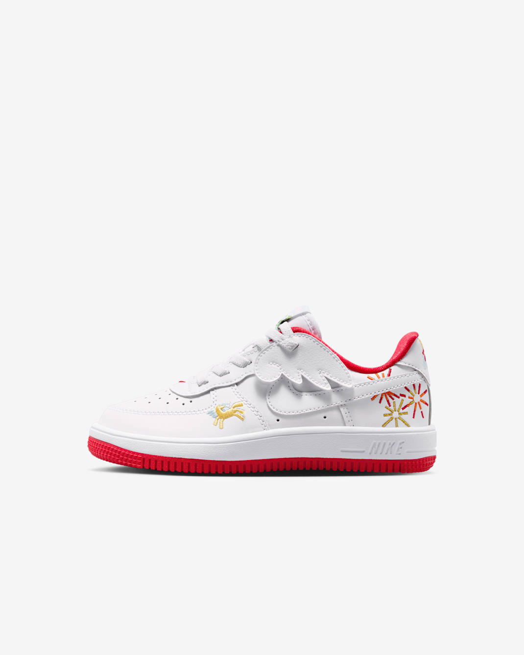 Nike Force 1 Low EasyOn Younger Kids' Shoes - White/White/University Red/White