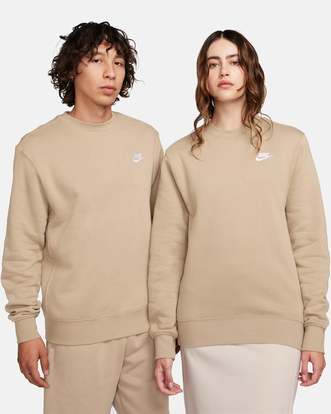 Nike Sportswear Club Fleece Men's Crew - Khaki/White