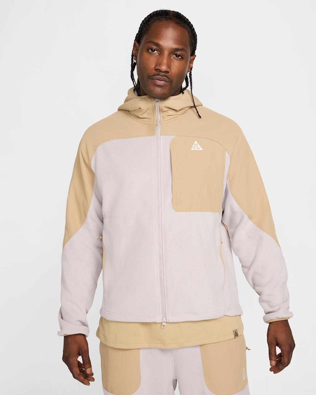 Nike ACG "Wolf Tree" Plus Full-Zip Hooded Mid Layer - Parachute Beige/College Grey/Summit White