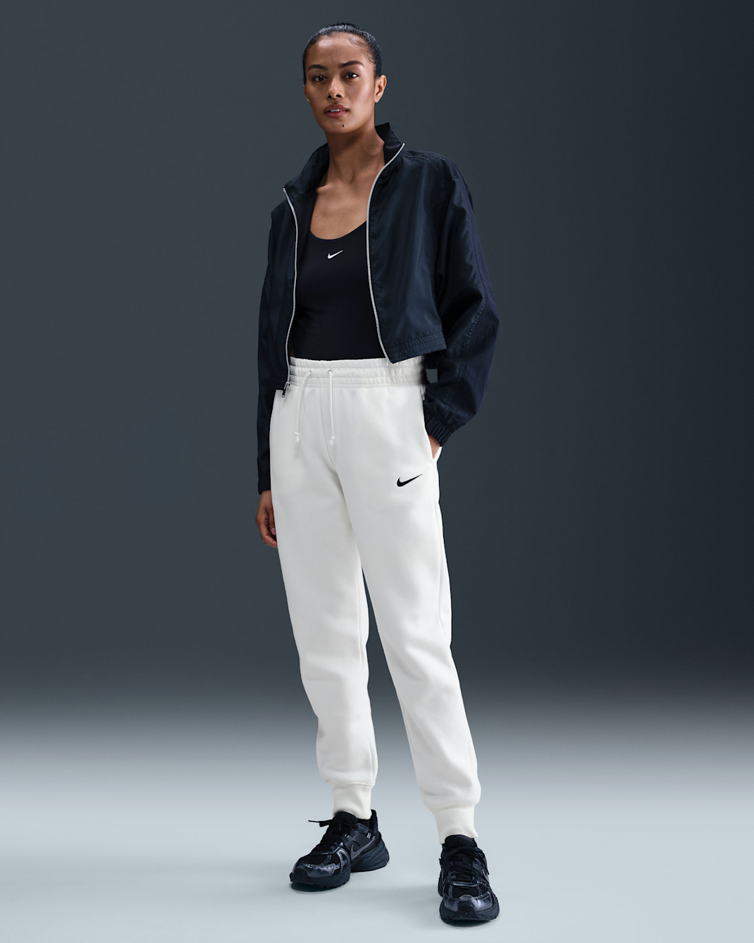 Nike Sportswear Phoenix Fleece Women's Mid-Rise Tracksuit Bottoms - Sail/Black