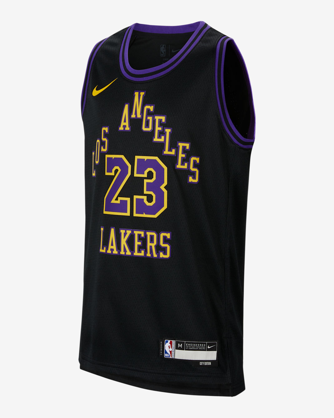 LeBron James Los Angeles Lakers 2023/24 City Edition Older Kids' Nike Dri-FIT NBA Swingman Jersey - Black