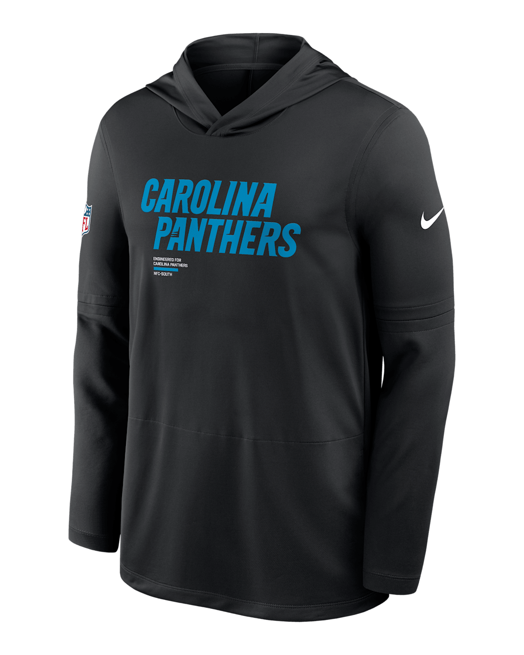 Carolina Panthers Pure Fury Sideline Men's Nike Dri-FIT NFL Long-Sleeve Hooded Top - Black