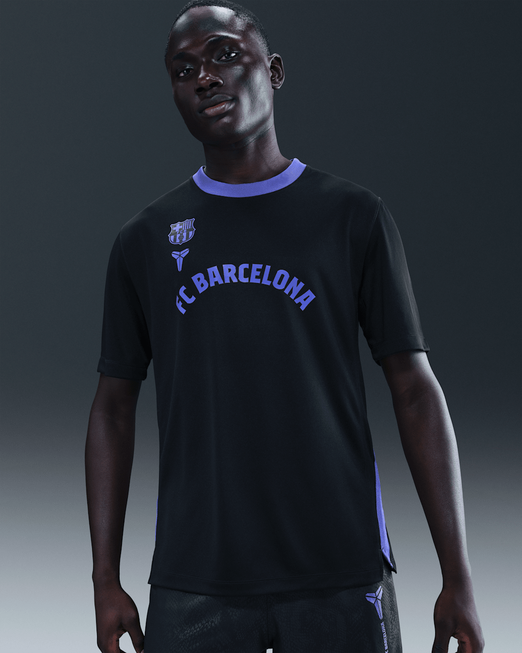Kortærmet FCB shooting-shirt til mænd - sort/Persian Violet
