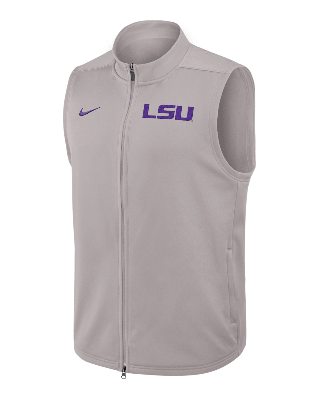 Chaleco universitario Nike Therma-FIT de cierre completo para hombre LSU Victory - Gris