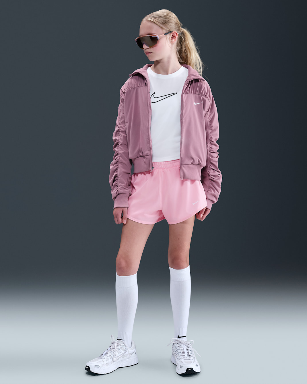 Nike One Girls' Dri-FIT 3" 2-in-1 Shorts - Medium Soft Pink/White