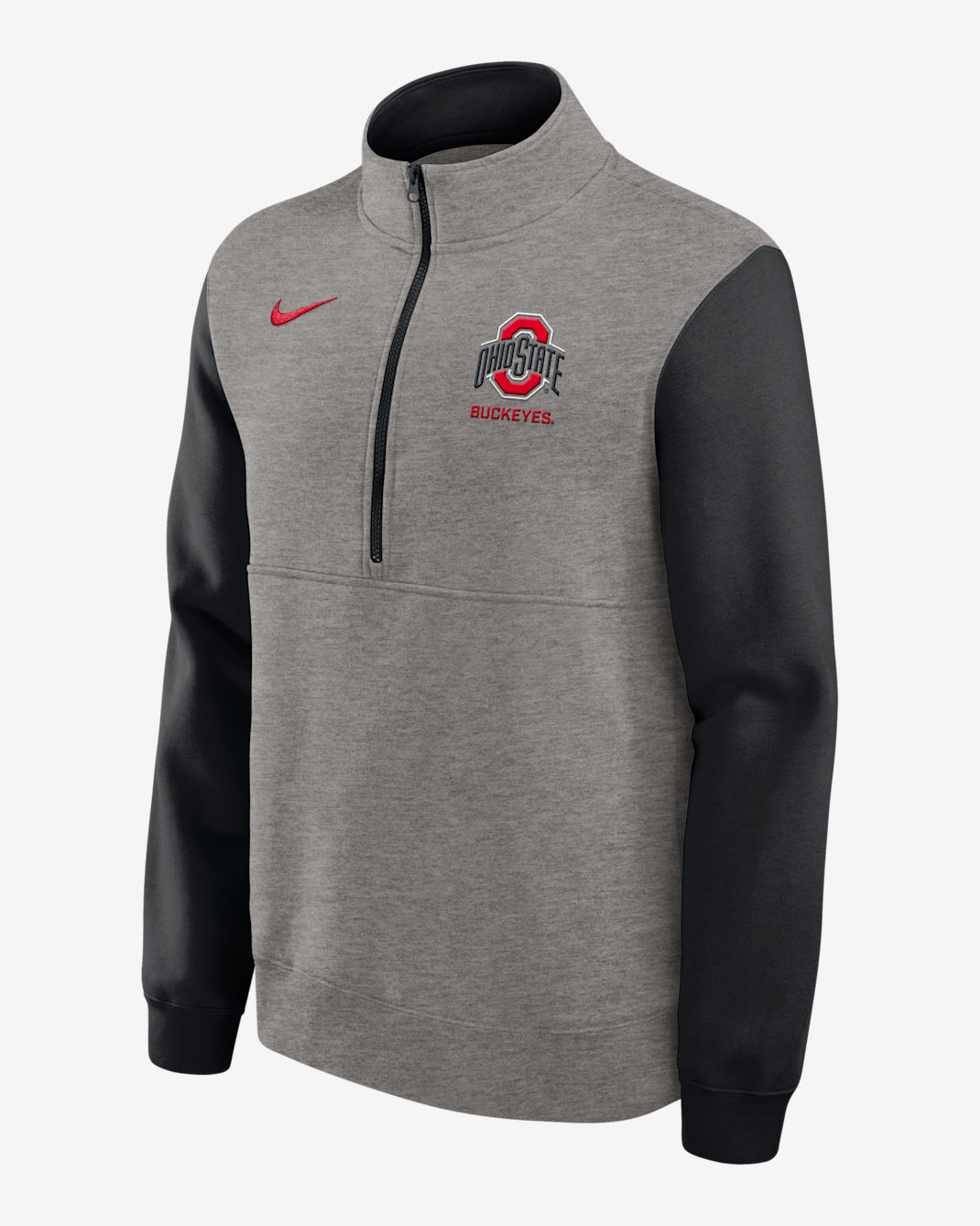 Ohio State Club Men's Nike College 1/2-Zip Crew - Grey Heather