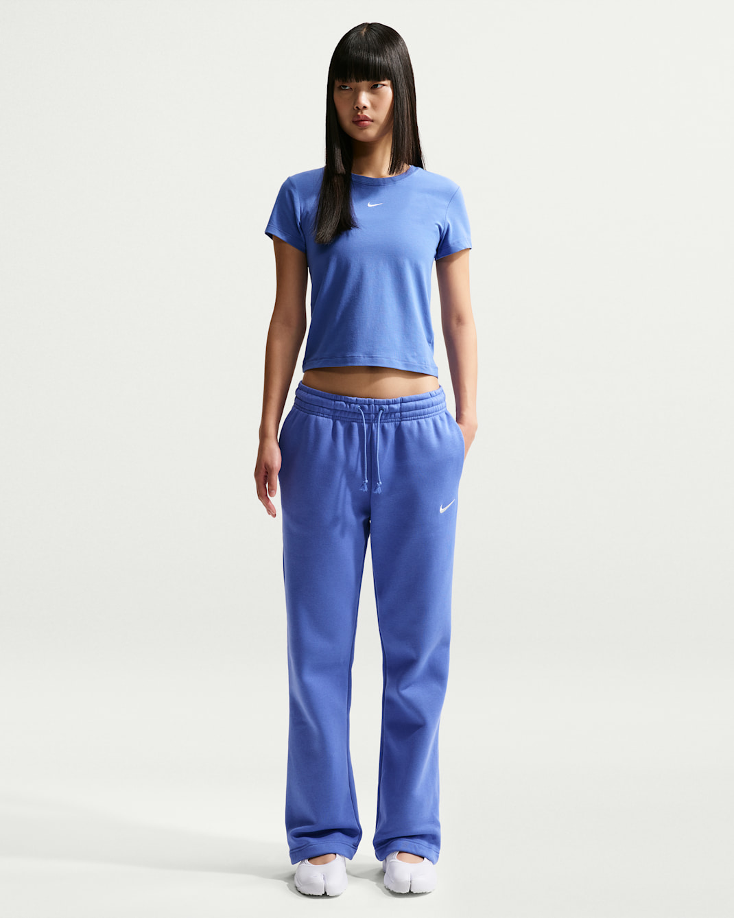 Nike Sportswear Phoenix Fleece Women's Mid-Rise Open-Hem Pants - Light Medium Blue/Sail