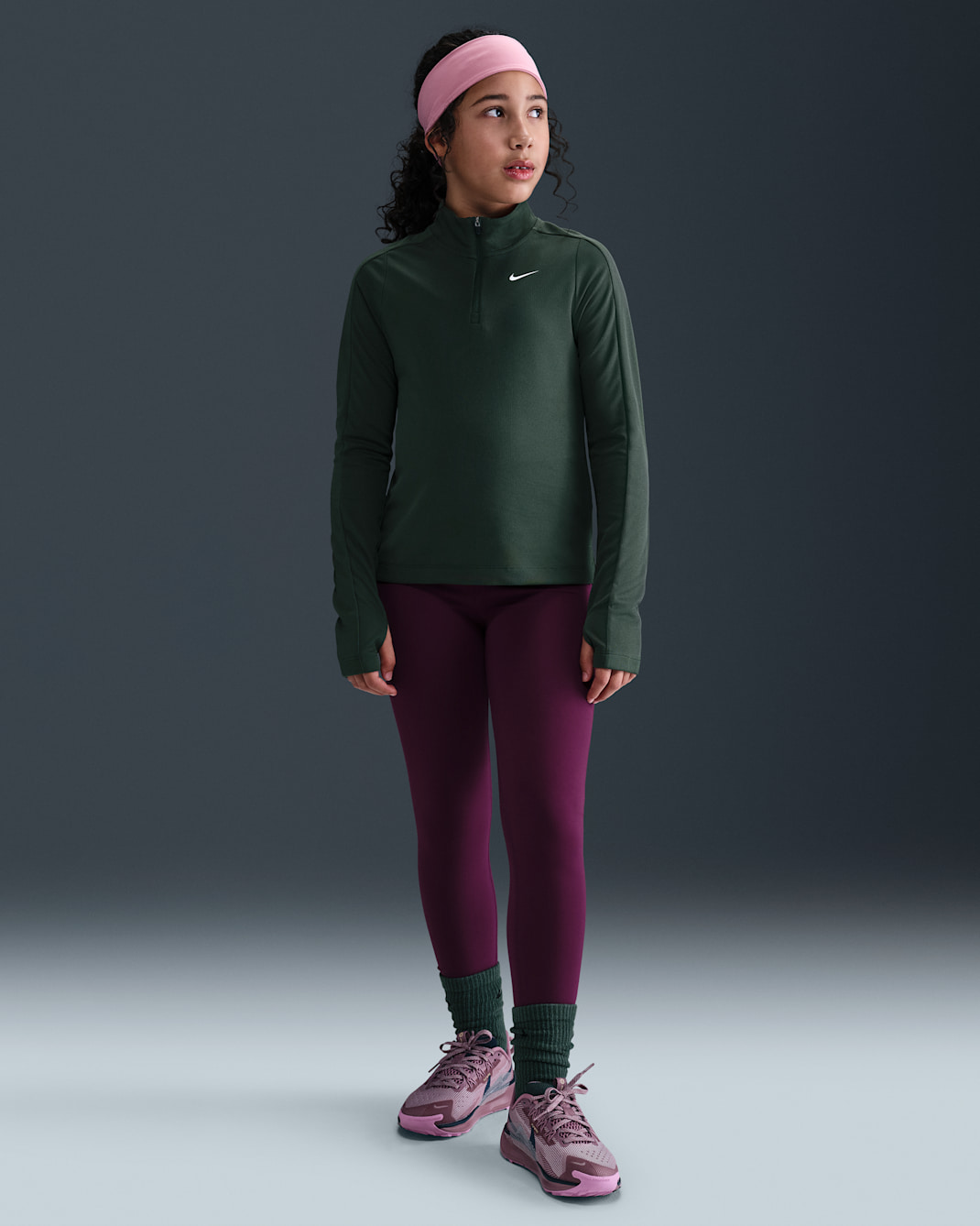 Nike One Dri-FIT leggings med høyt liv til store barn (jente) - Bordeaux/Hvit