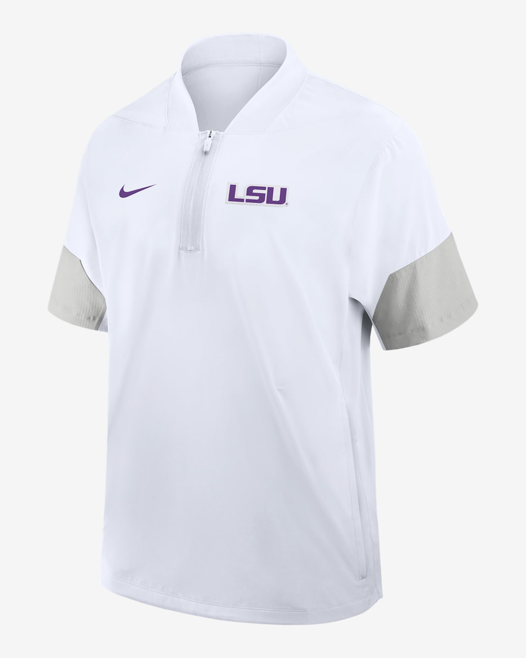 LSU Sideline Coach Men's Nike College 1/2-Zip Short-Sleeve Jacket - White