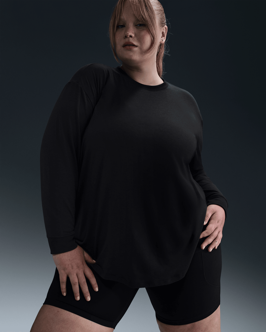 Nike One Relaxed Women's Dri-FIT Long-Sleeve Top (Plus Size) - Black/Black