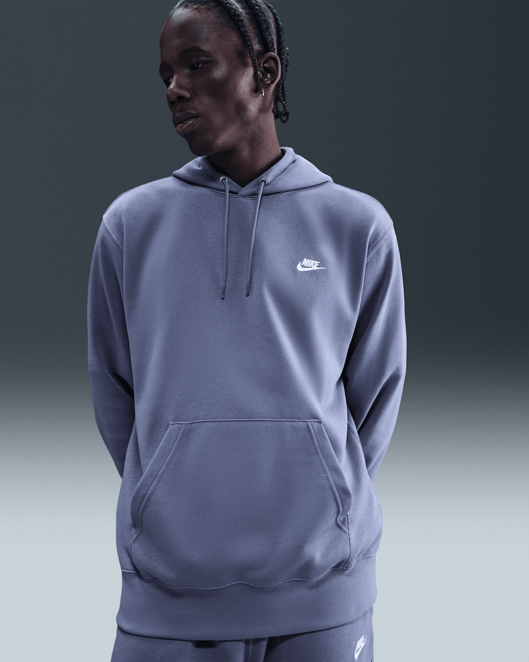 Nike Club Men's French Terry Pullover Hoodie - World Indigo/World Indigo/White